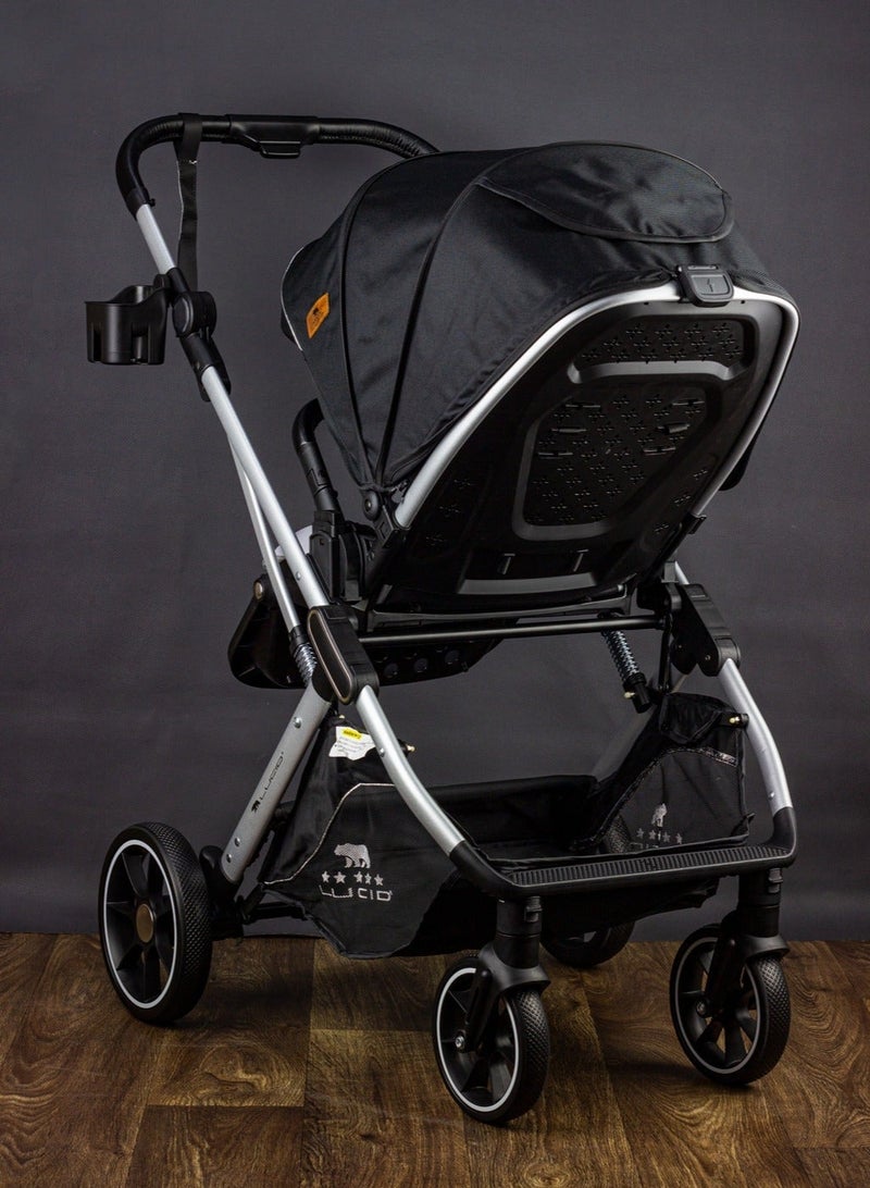LUCID Luxury Baby Carrycot Stroller with High Density Lining from Lucid - Black Model - VIOLA - Image 2
